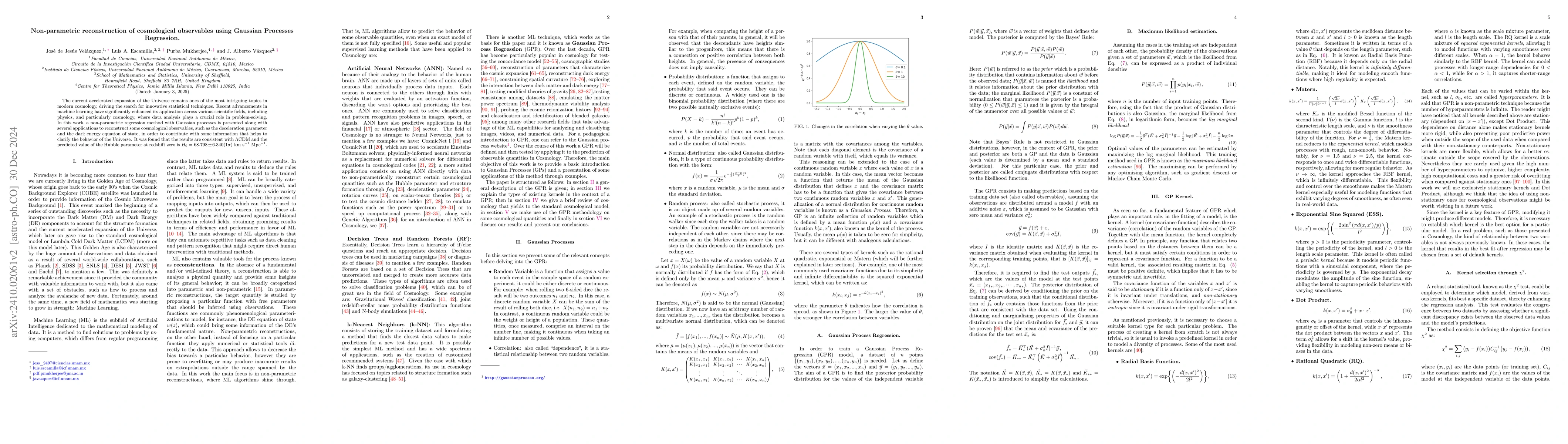 Thumbnail for Non-parametric reconstruction of cosmological observables using Gaussian
  Processes Regression