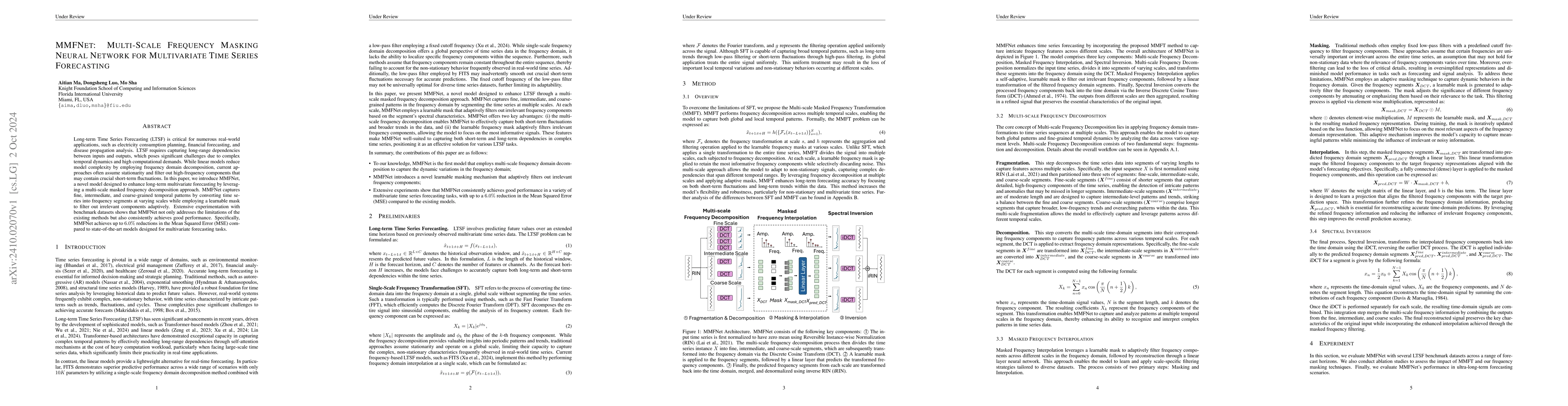 Thumbnail for MMFNet: Multi-Scale Frequency Masking Neural Network for Multivariate
  Time Series Forecasting