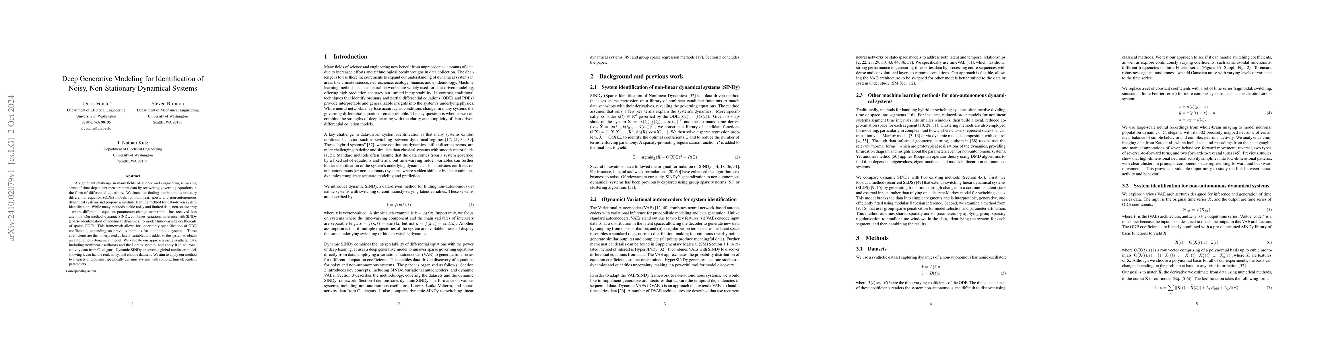 Thumbnail for Deep Generative Modeling for Identification of Noisy, Non-Stationary
  Dynamical Systems