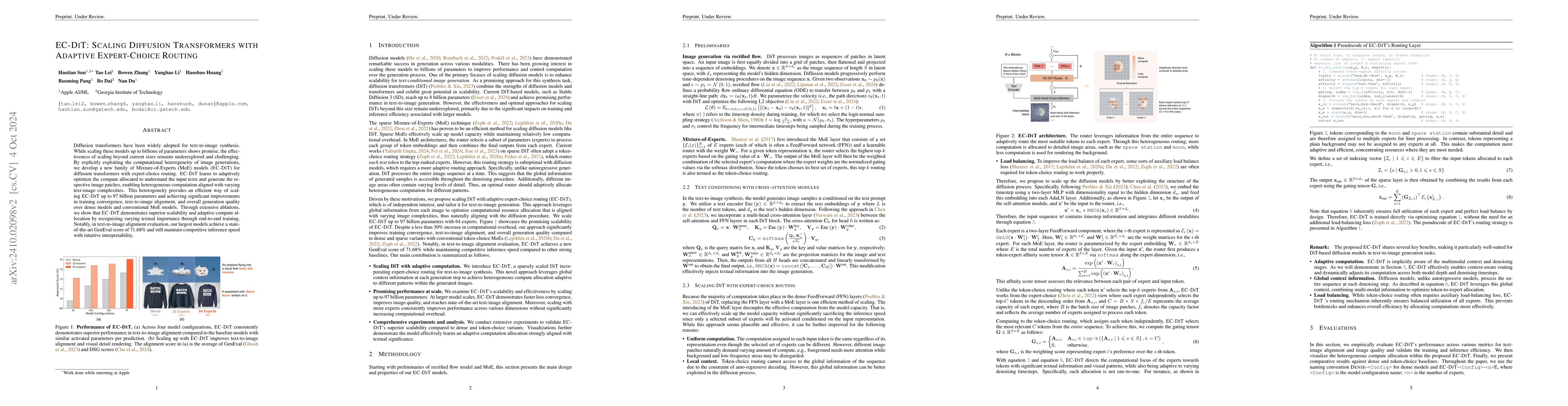Thumbnail for EC-DIT: Scaling Diffusion Transformers with Adaptive Expert-Choice
  Routing