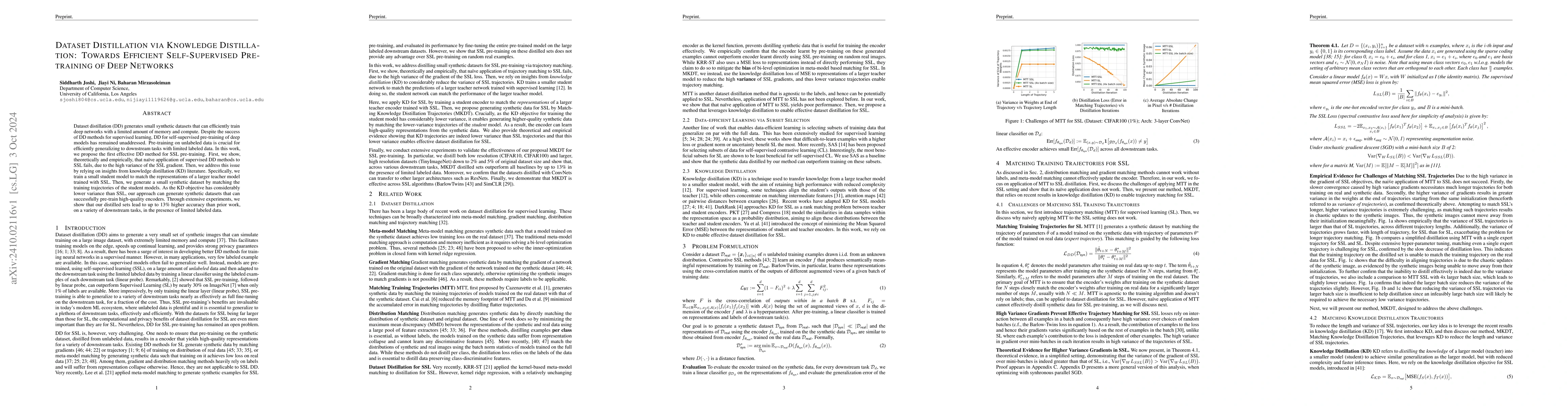 Thumbnail for Dataset Distillation via Knowledge Distillation: Towards Efficient
  Self-Supervised Pre-Training of Deep Networks