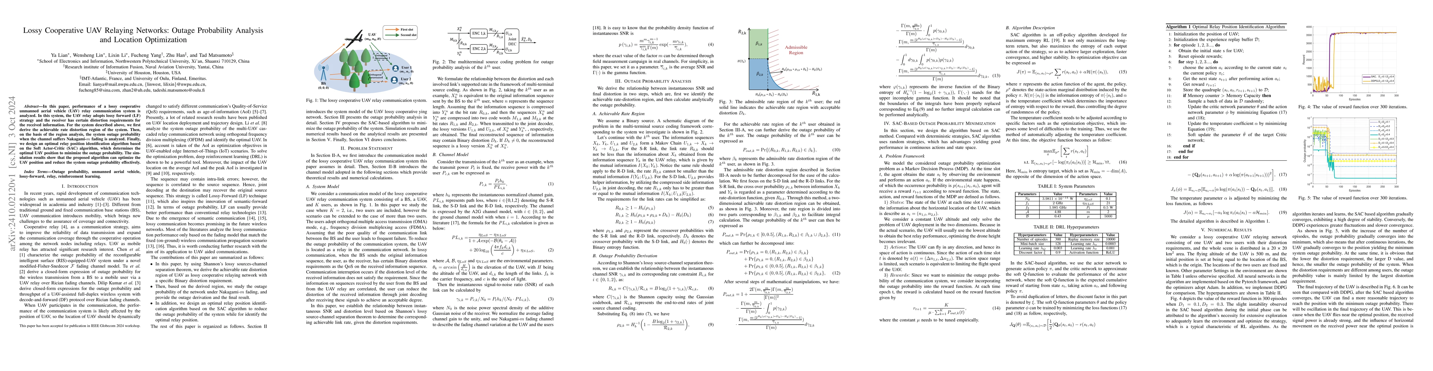 Thumbnail for Lossy Cooperative UAV Relaying Networks: Outage Probability Analysis and
  Location Optimization