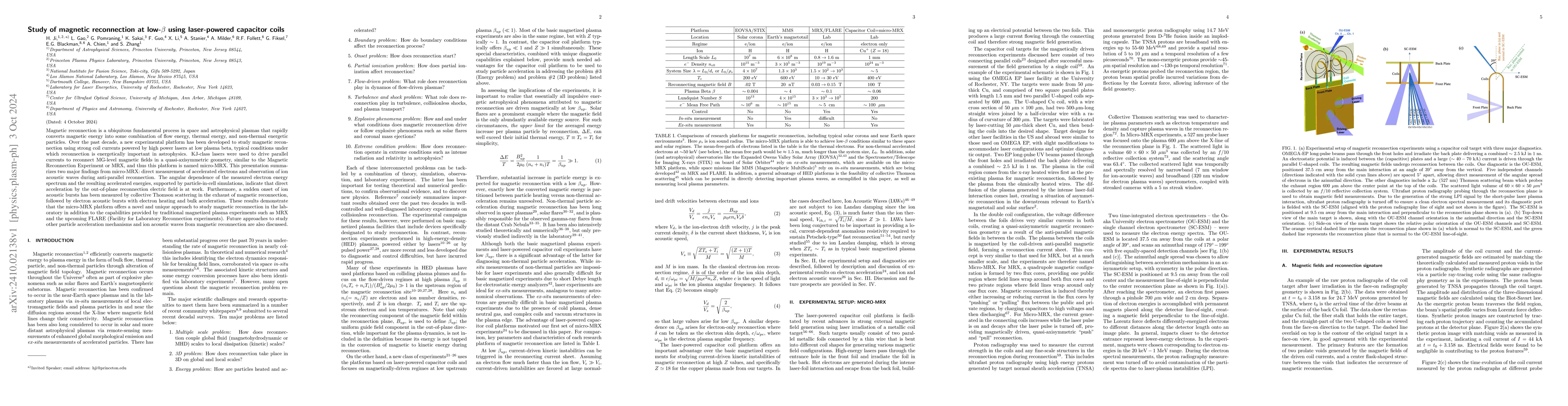 Thumbnail for Study of magnetic reconnection at low-$β$ using laser-powered
  capacitor coils