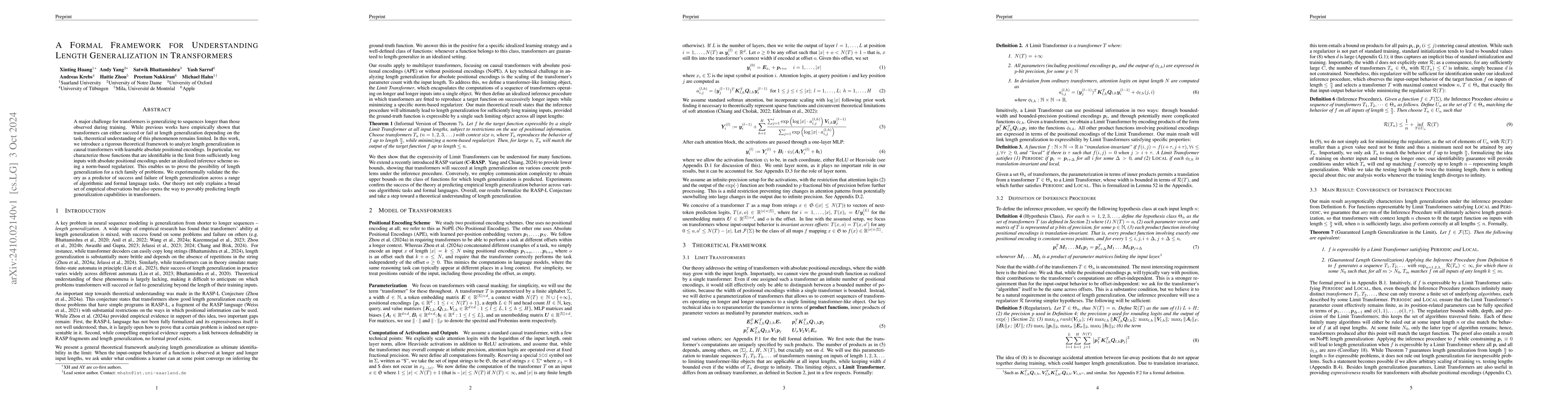 Thumbnail for A Formal Framework for Understanding Length Generalization in
  Transformers
