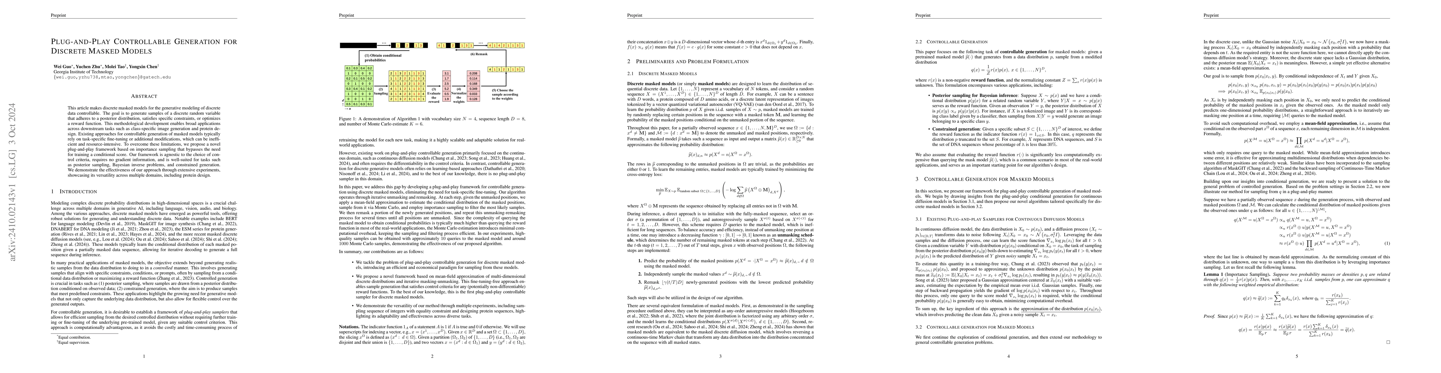 Thumbnail for Plug-and-Play Controllable Generation for Discrete Masked Models