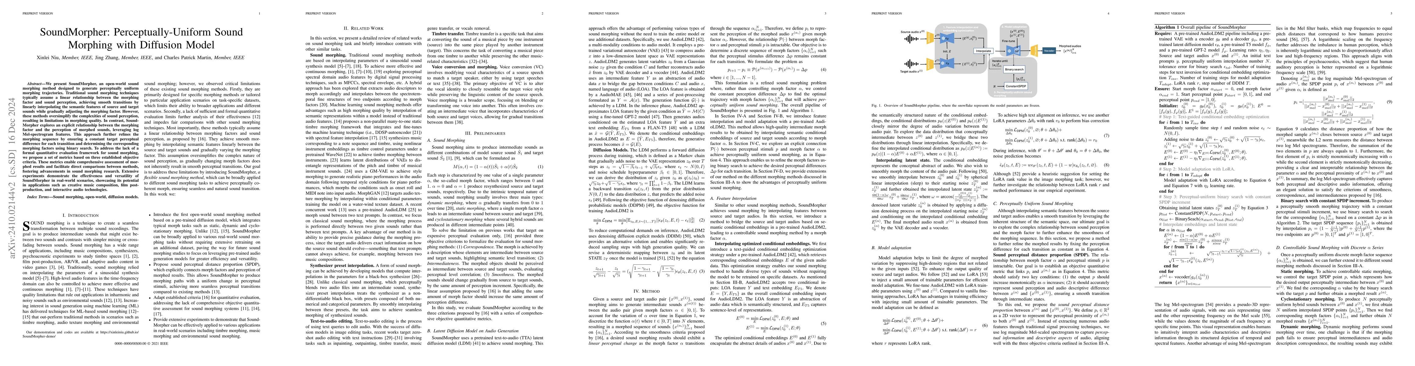 Thumbnail for SoundMorpher: Perceptually-Uniform Sound Morphing with Diffusion Model