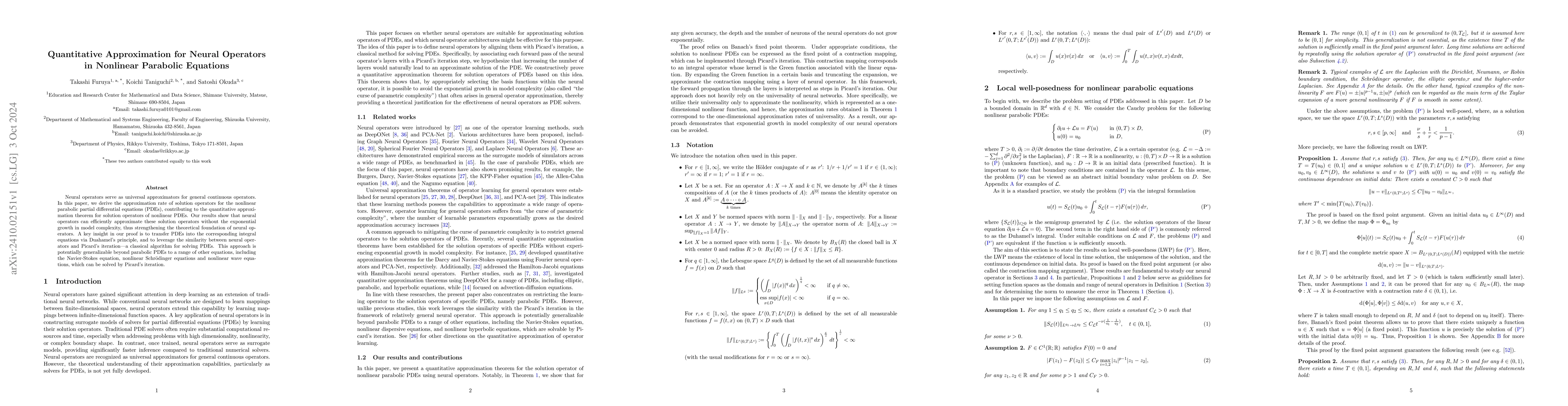 Thumbnail for Quantitative Approximation for Neural Operators in Nonlinear Parabolic
  Equations