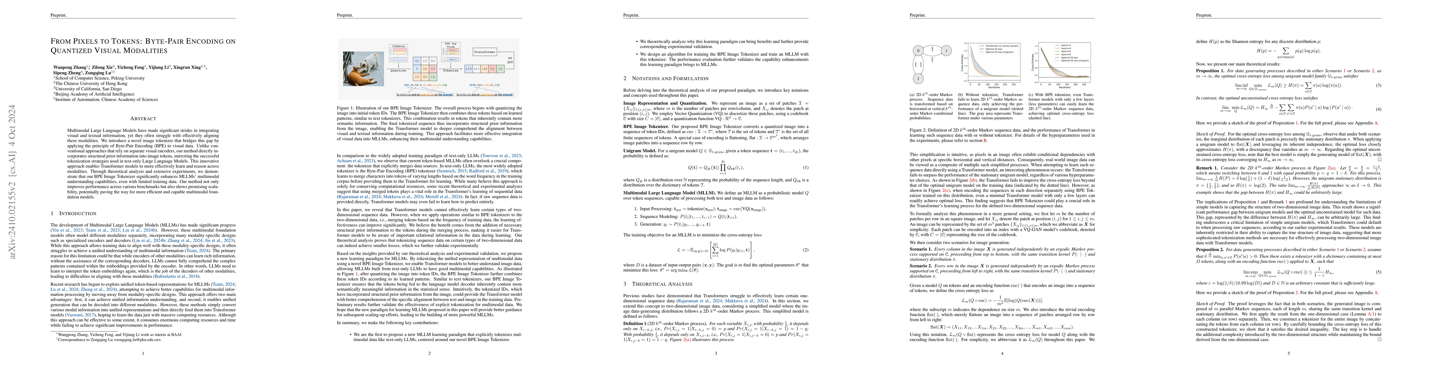 Thumbnail for From Pixels to Tokens: Byte-Pair Encoding on Quantized Visual Modalities
