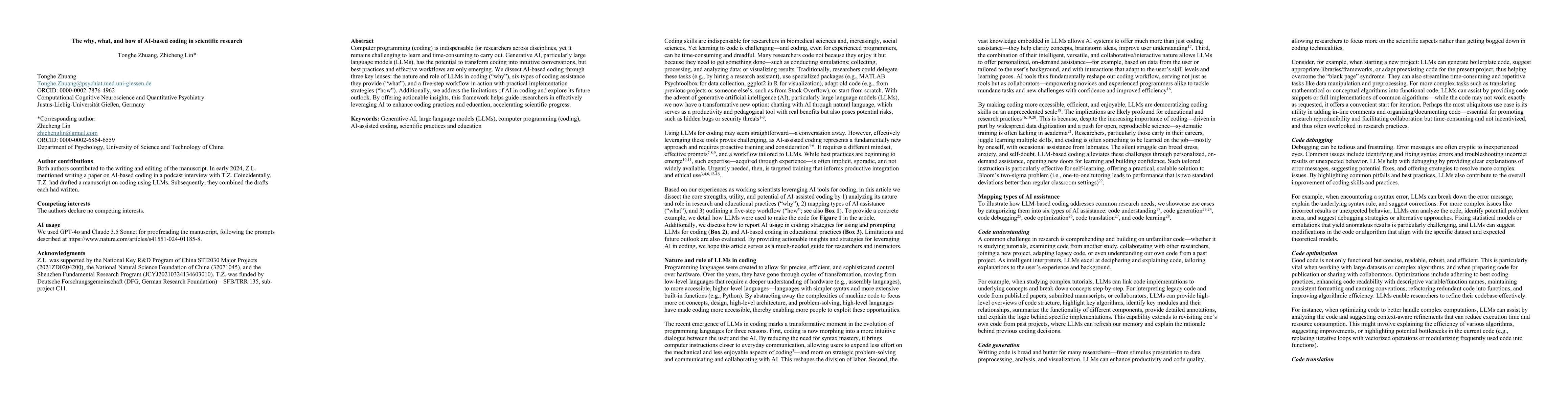 Thumbnail for The why, what, and how of AI-based coding in scientific research