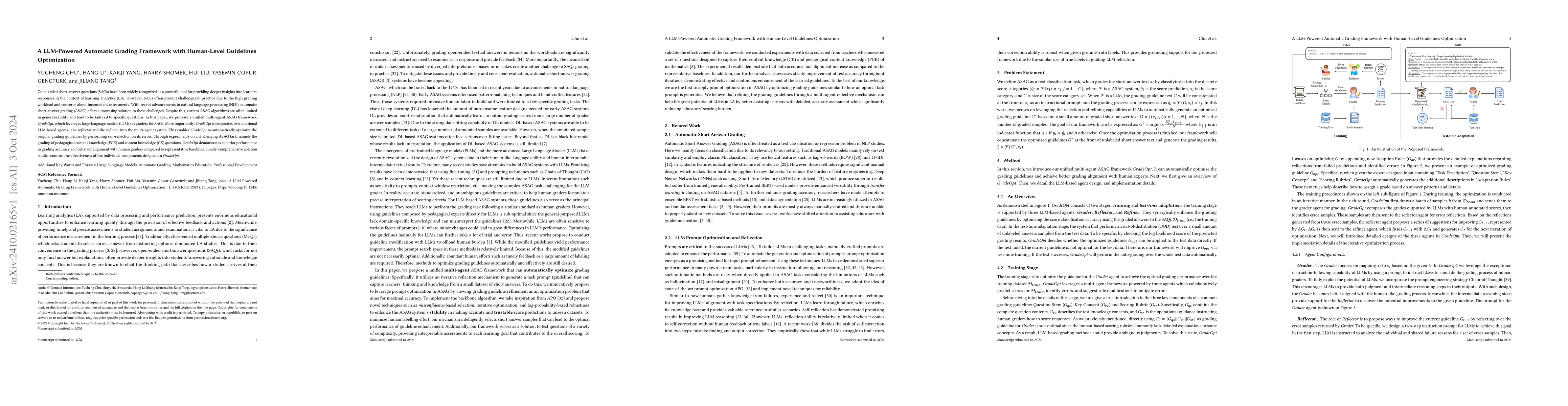 Thumbnail for A LLM-Powered Automatic Grading Framework with Human-Level Guidelines
  Optimization