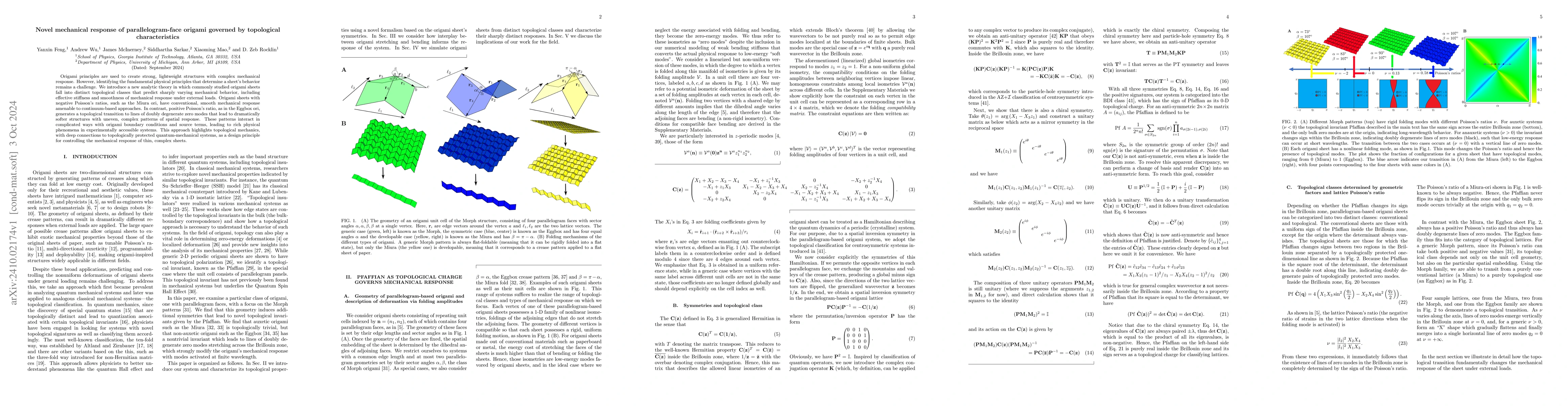 Thumbnail for Novel mechanical response of parallelogram-face origami governed by
  topological characteristics