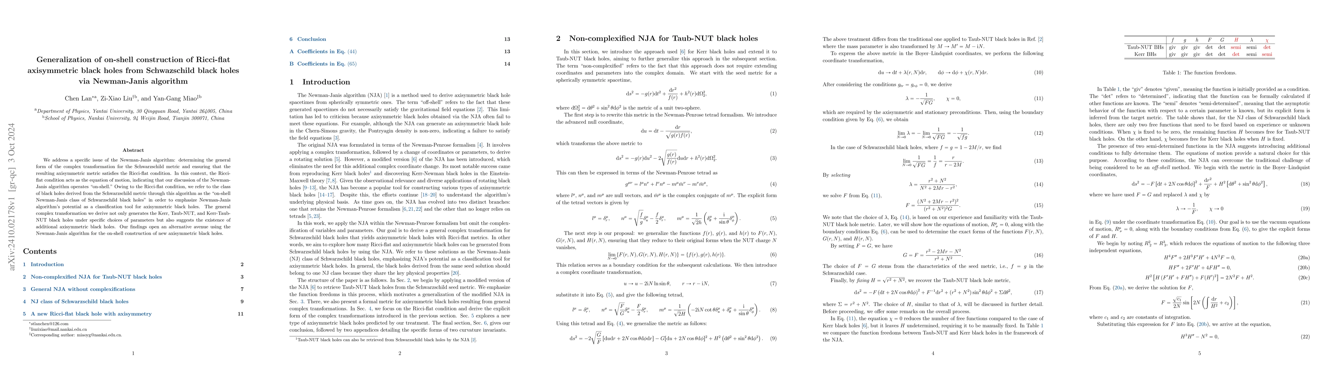 Thumbnail for Generalization of on-shell construction of Ricci-flat axisymmetric black
  holes from Schwazschild black holes via Newman-Janis algorithm