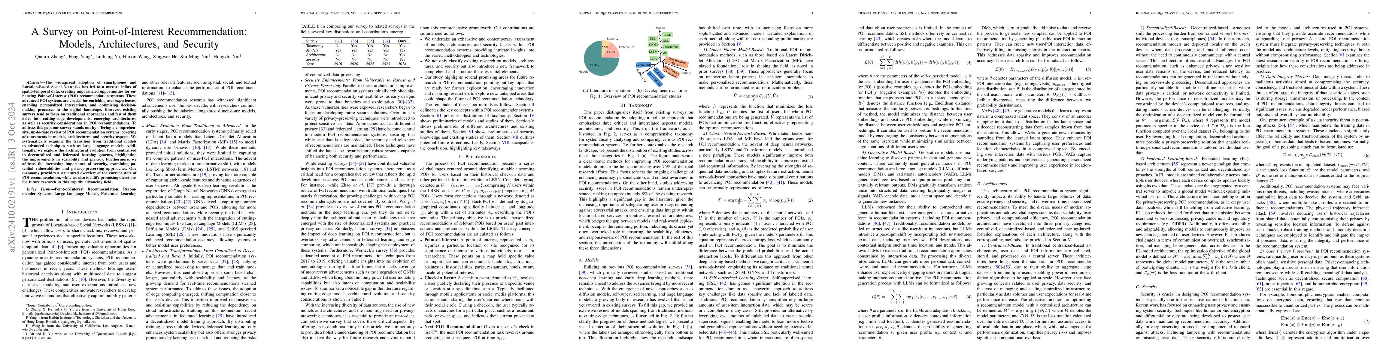 Thumbnail for A Survey on Point-of-Interest Recommendation: Models, Architectures, and
  Security