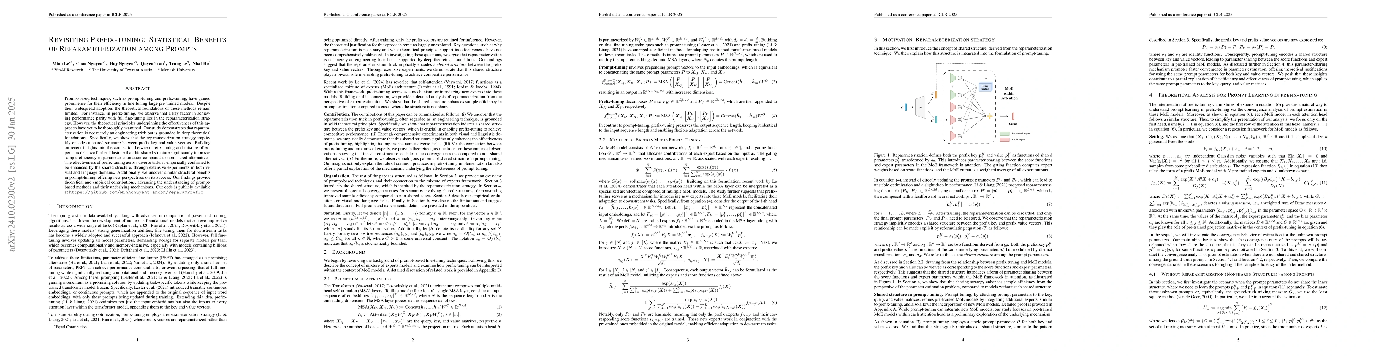 Thumbnail for Revisiting Prefix-tuning: Statistical Benefits of Reparameterization
  among Prompts
