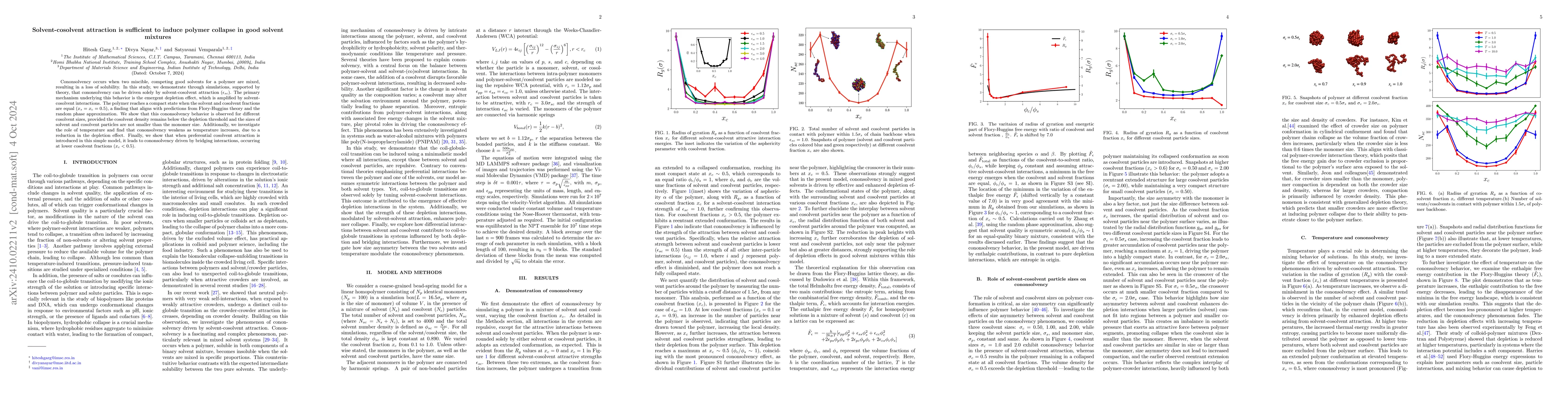 Thumbnail for Solvent-cosolvent attraction is sufficient to induce polymer collapse in
  good solvent mixtures