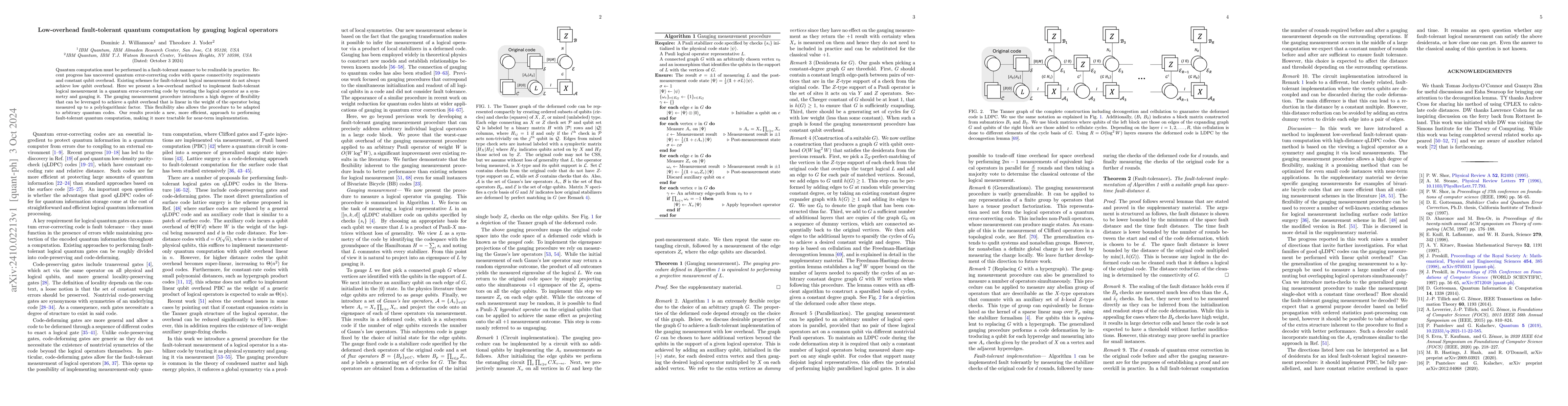 Thumbnail for Low-overhead fault-tolerant quantum computation by gauging logical
  operators