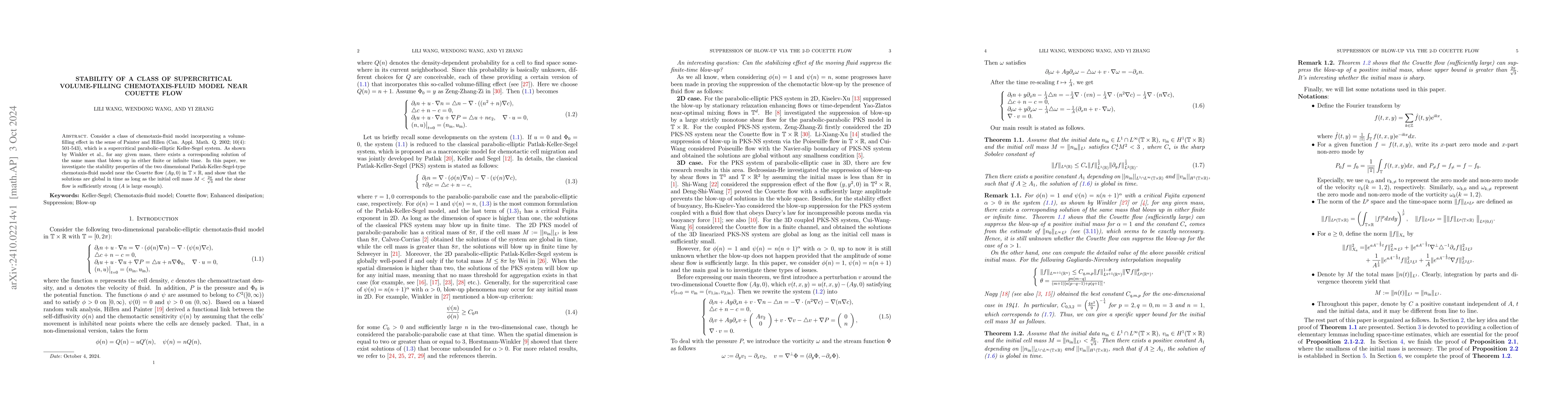 Thumbnail for Stability of a class of supercritical volume-filling chemotaxis-fluid
  model near Couette flow
