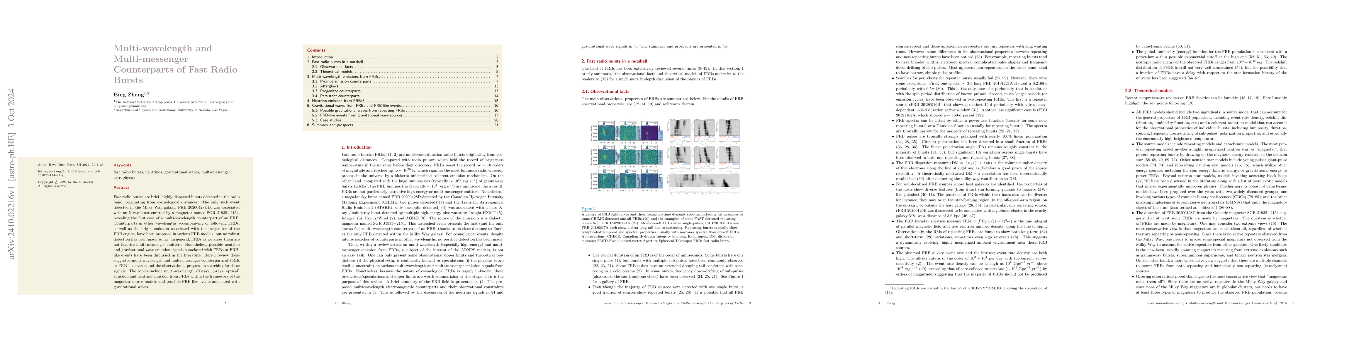 Thumbnail for Multi-wavelength and Multi-messenger Counterparts of Fast Radio Bursts
