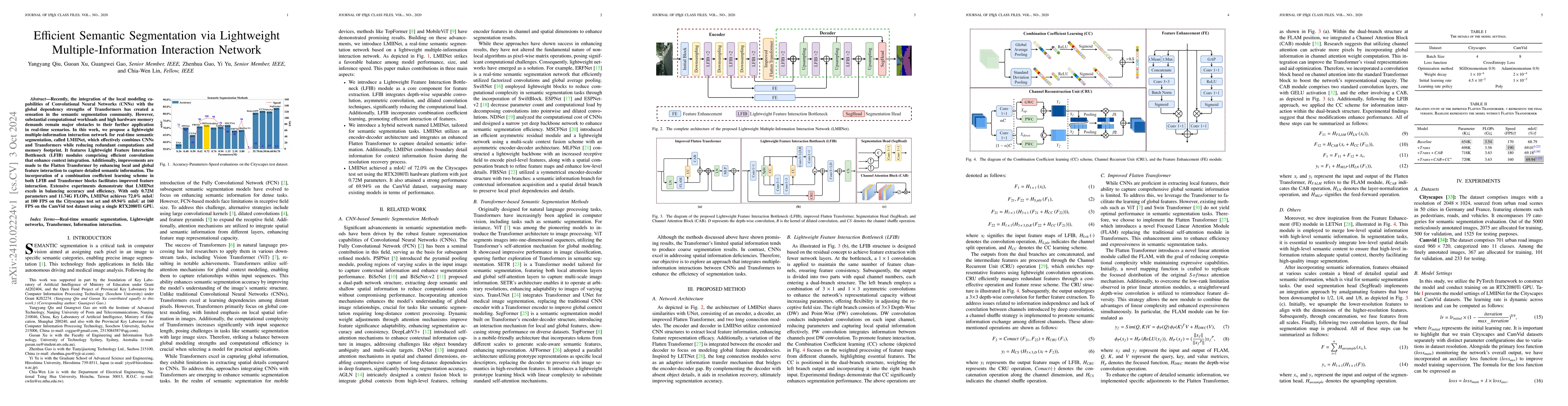 Thumbnail for Efficient Semantic Segmentation via Lightweight Multiple-Information
  Interaction Network