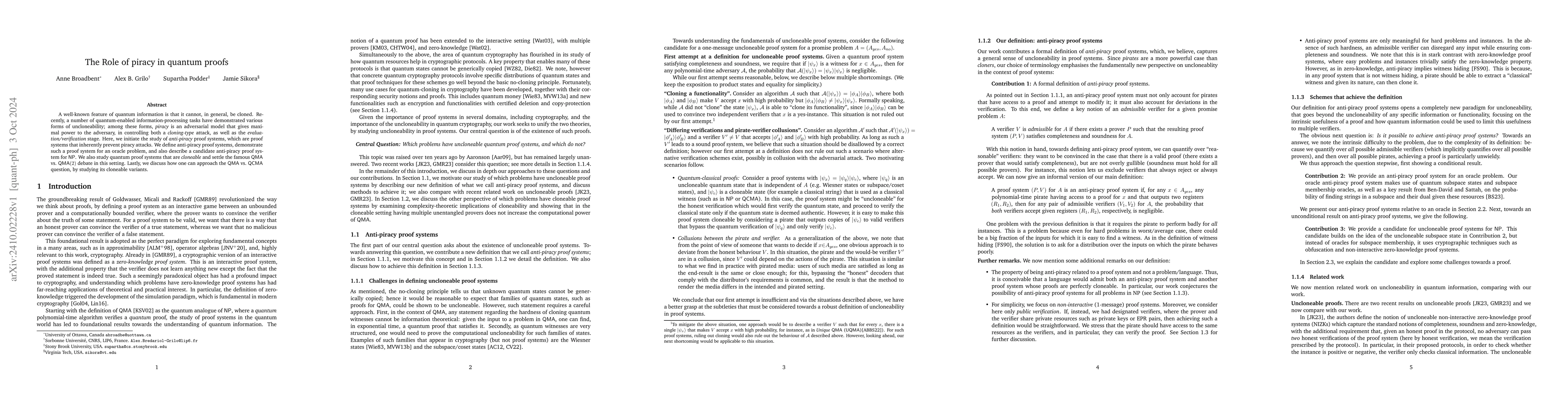 Thumbnail for The Role of piracy in quantum proofs