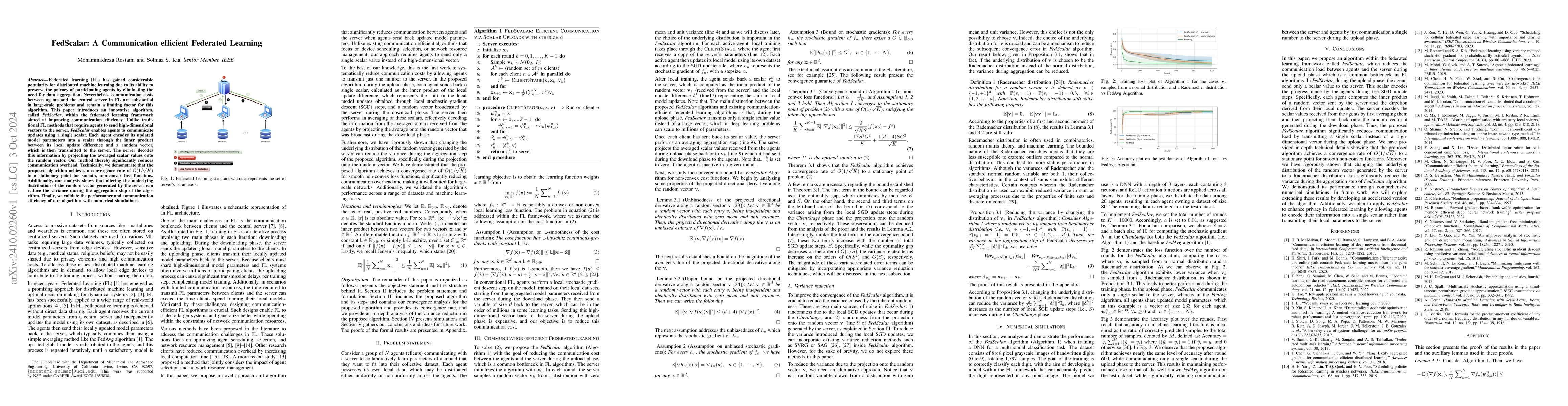 Thumbnail for FedScalar: A Communication efficient Federated Learning