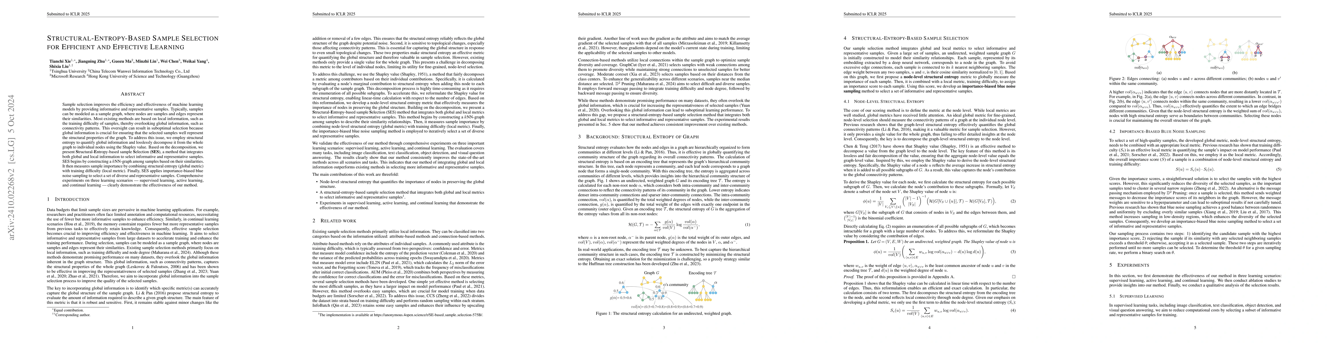 Thumbnail for Structural-Entropy-Based Sample Selection for Efficient and Effective
  Learning