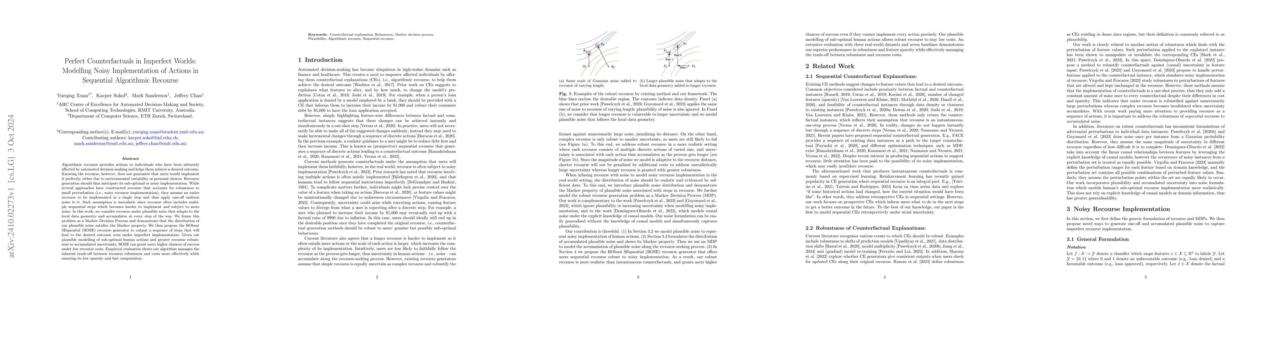 Thumbnail for Perfect Counterfactuals in Imperfect Worlds: Modelling Noisy
  Implementation of Actions in Sequential Algorithmic Recourse