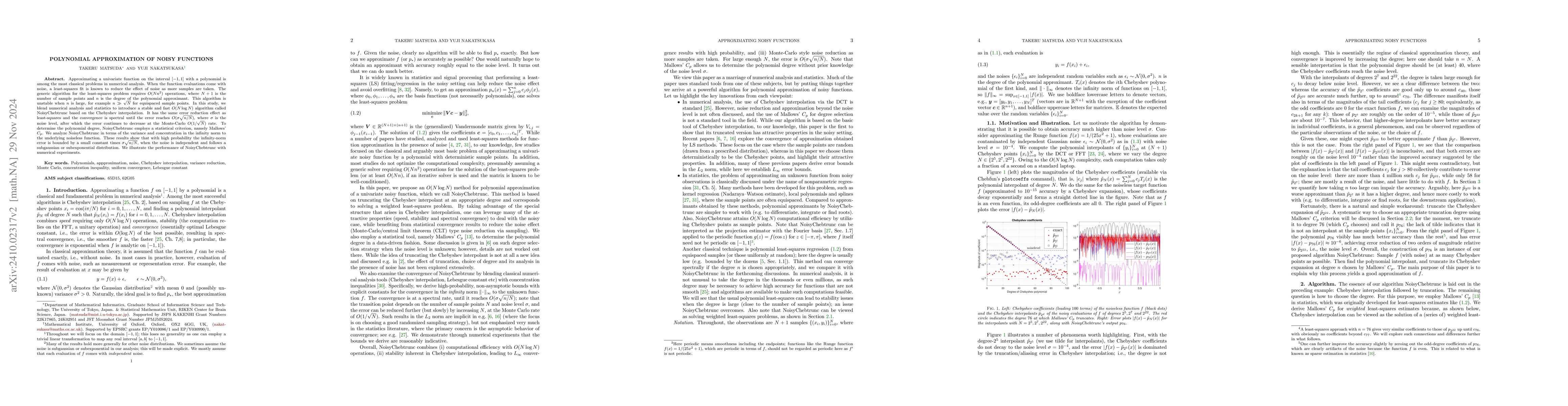 Thumbnail for Polynomial approximation of noisy functions