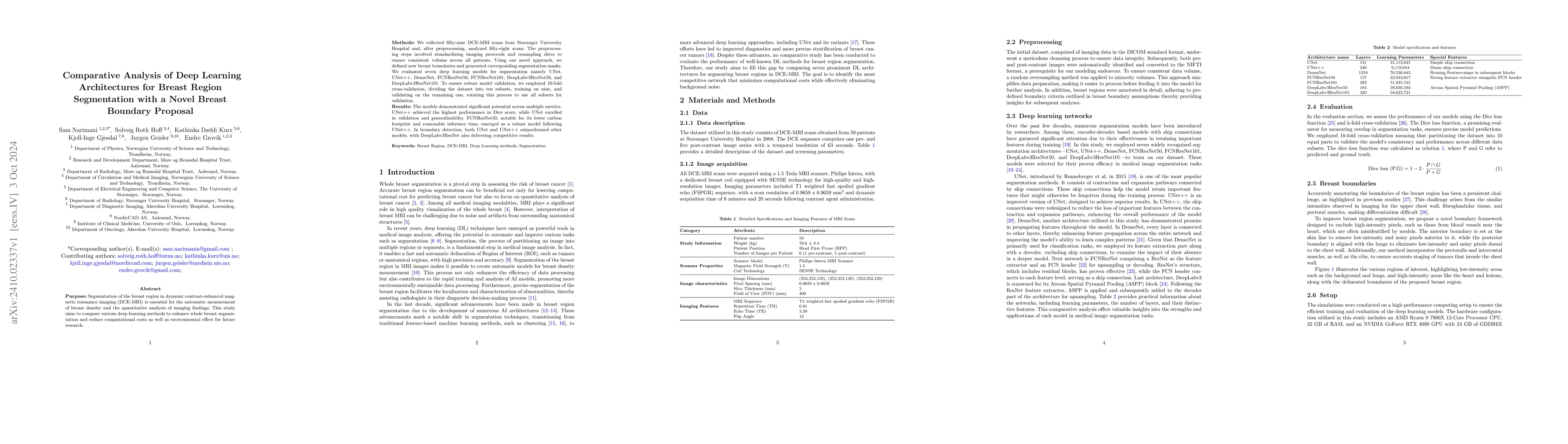 Thumbnail for Comparative Analysis of Deep Learning Architectures for Breast Region
  Segmentation with a Novel Breast Boundary Proposal