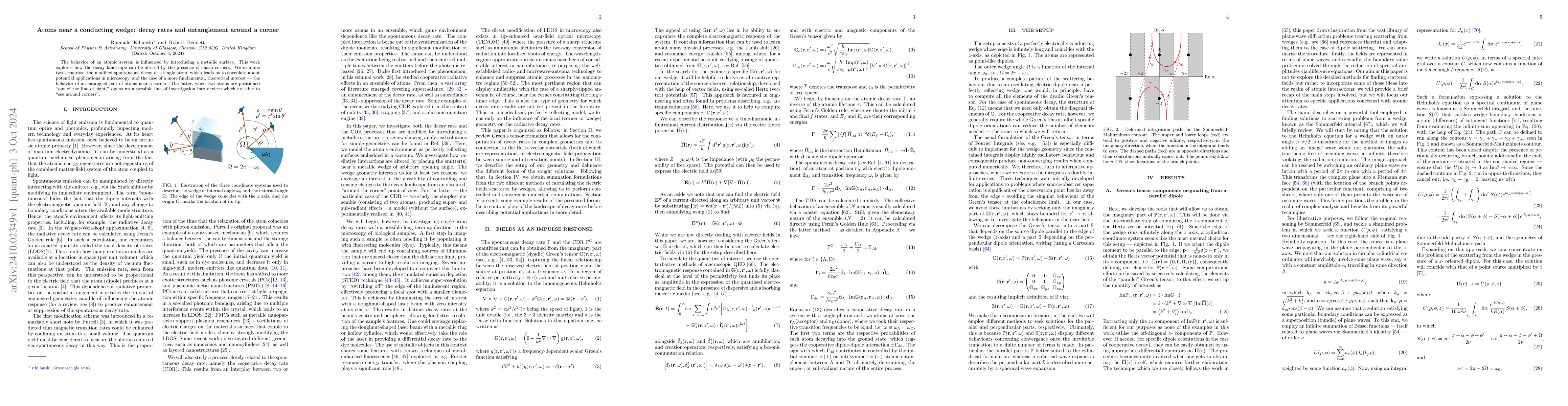Thumbnail for Atoms near a conducting wedge: decay rates and entanglement around a
  corner