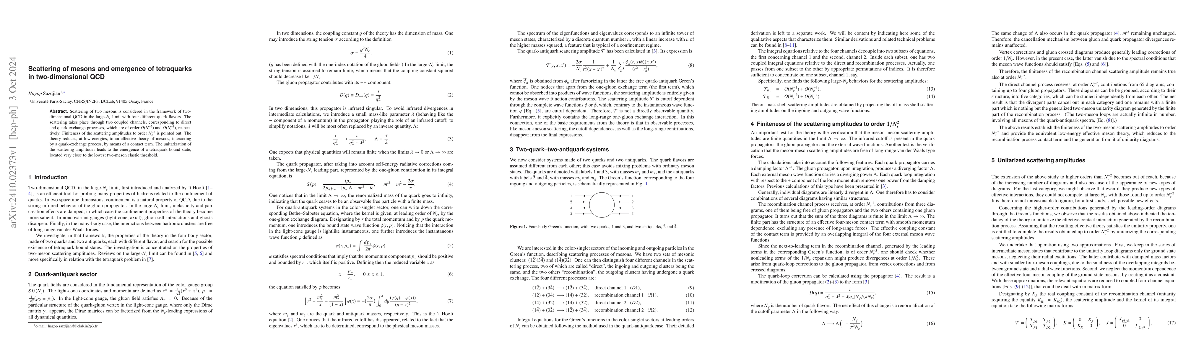 Thumbnail for Scattering of mesons and emergence of tetraquarks in two-dimensional QCD