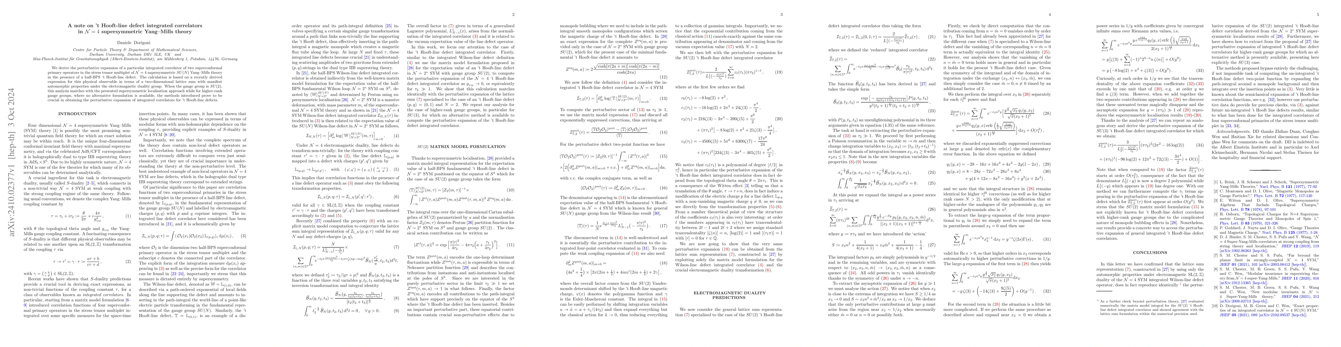 Thumbnail for A note on 't Hooft-line defect integrated correlators in $\mathcal{N}=4$
  supersymmetric Yang-Mills theory