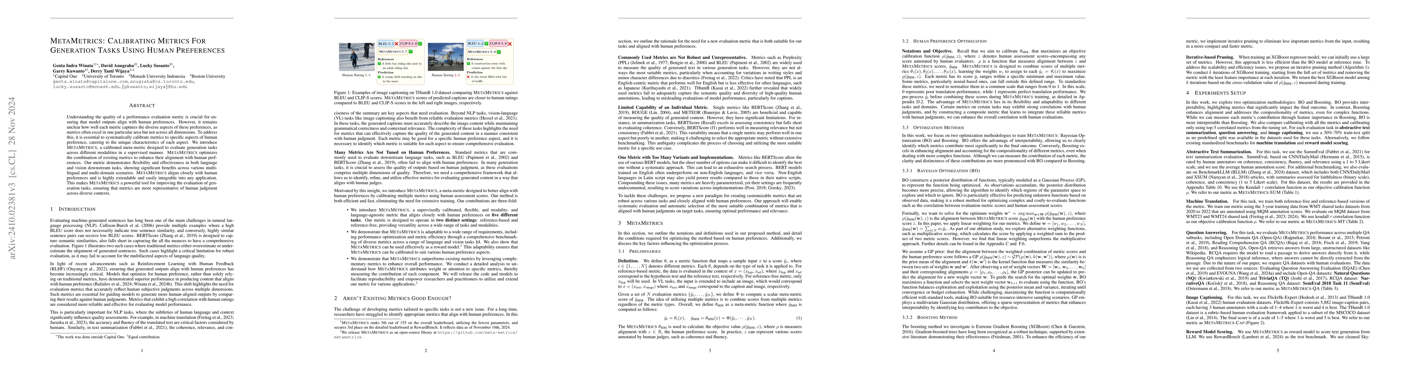Thumbnail for MetaMetrics: Calibrating Metrics For Generation Tasks Using Human
  Preferences