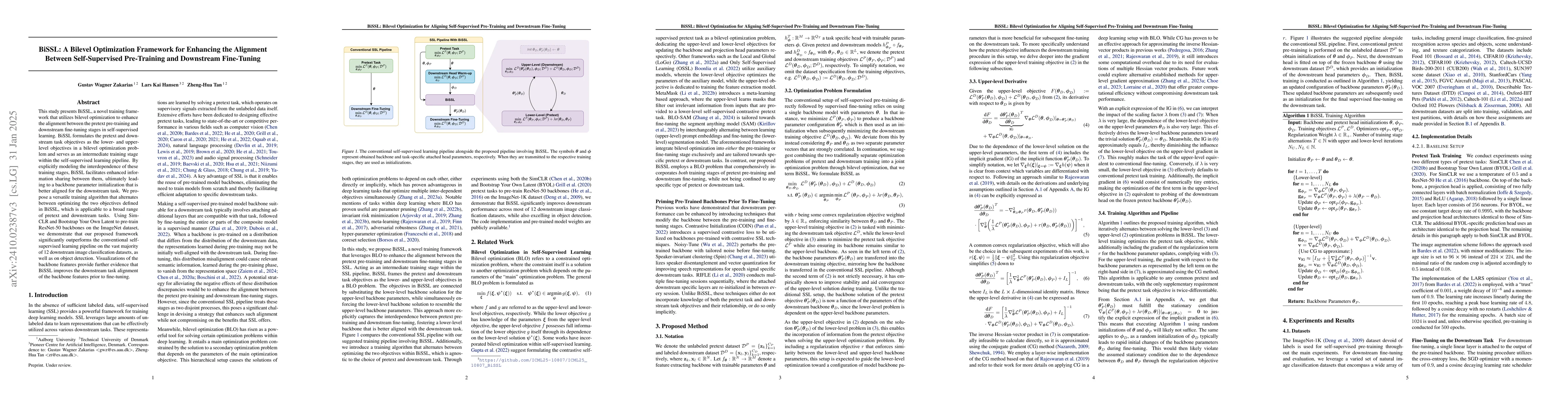 Thumbnail for BiSSL: Bilevel Optimization for Self-Supervised Pre-Training and
  Fine-Tuning