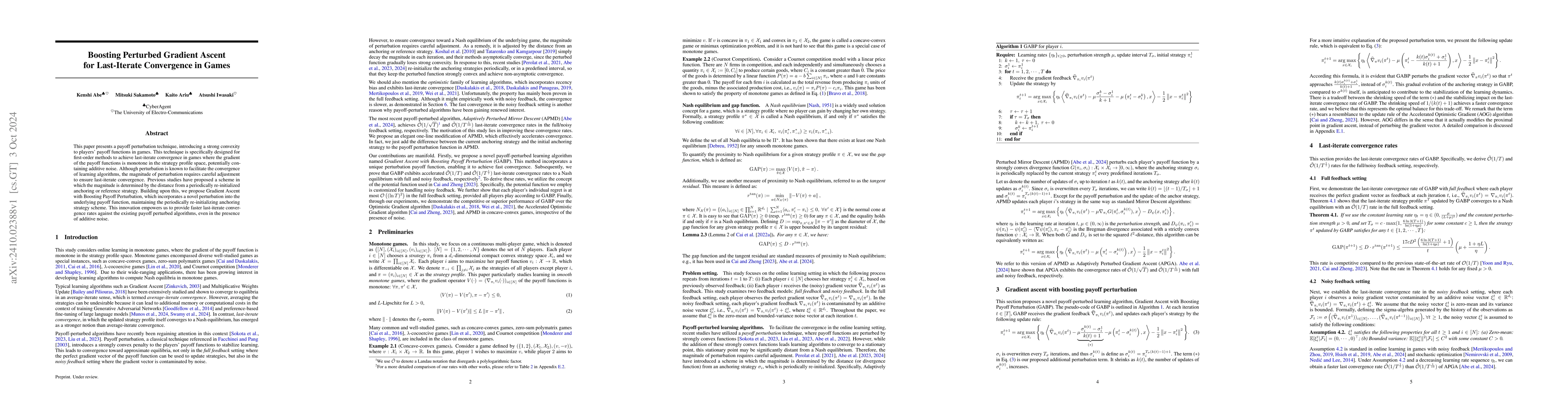 Thumbnail for Boosting Perturbed Gradient Ascent for Last-Iterate Convergence in Games