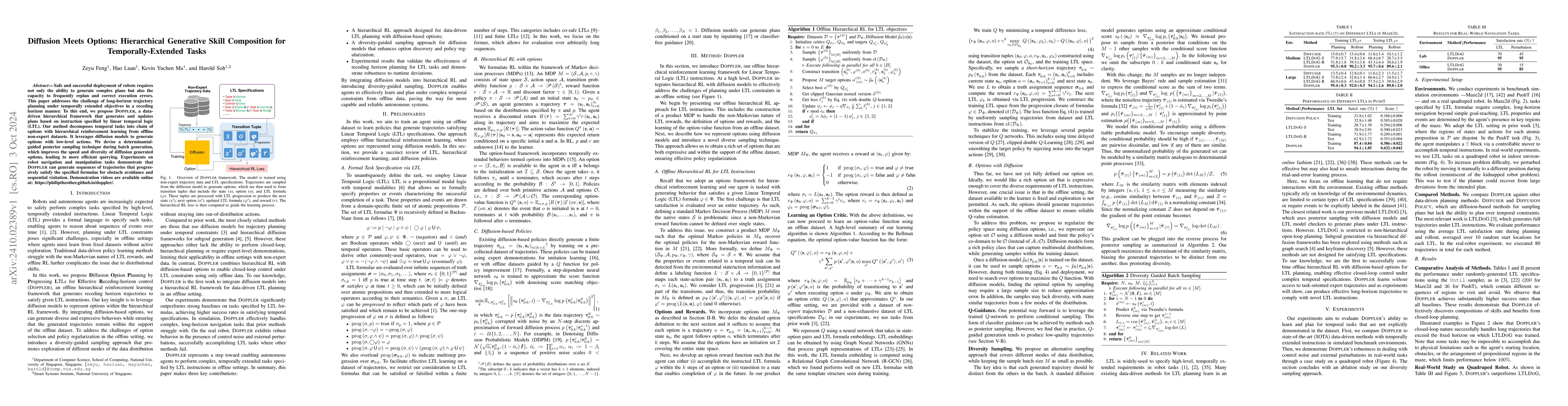 Thumbnail for Diffusion Meets Options: Hierarchical Generative Skill Composition for
  Temporally-Extended Tasks