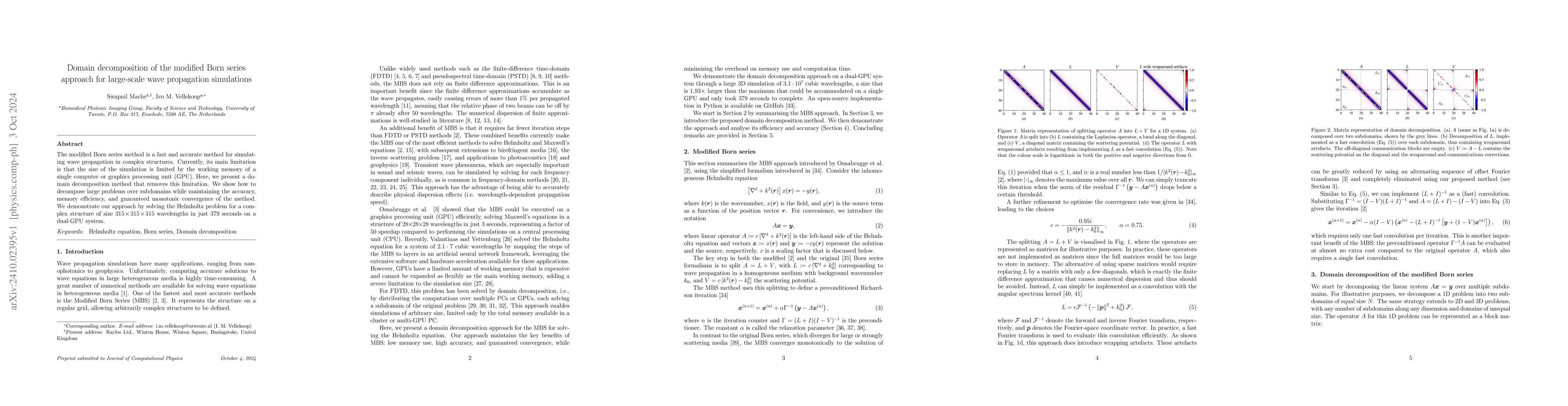 Thumbnail for Domain decomposition of the modified Born series approach for
  large-scale wave propagation simulations