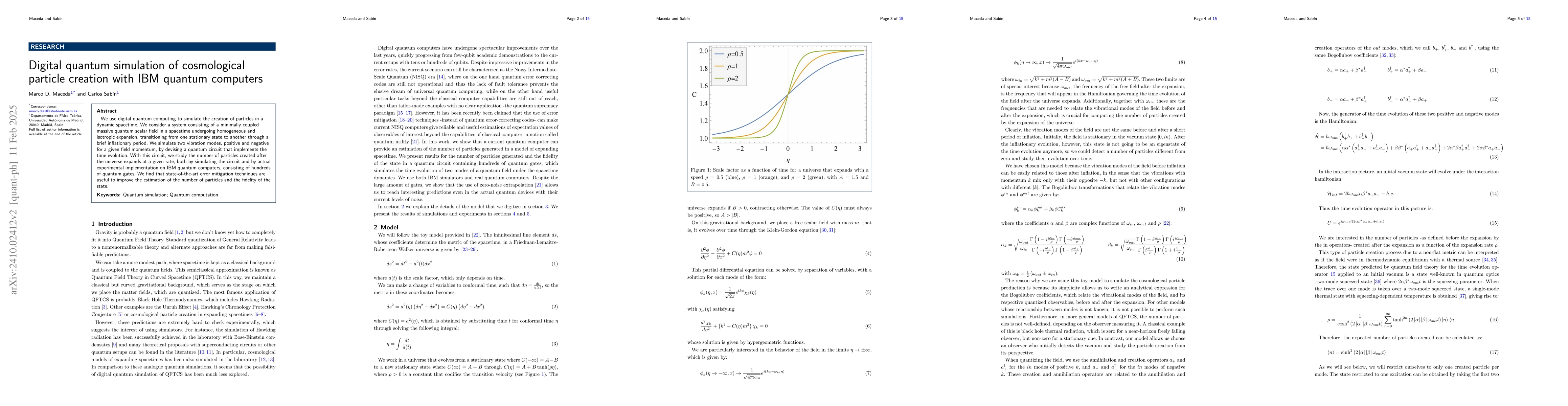 Thumbnail for Digital quantum simulation of cosmological particle creation with IBM
  quantum computers