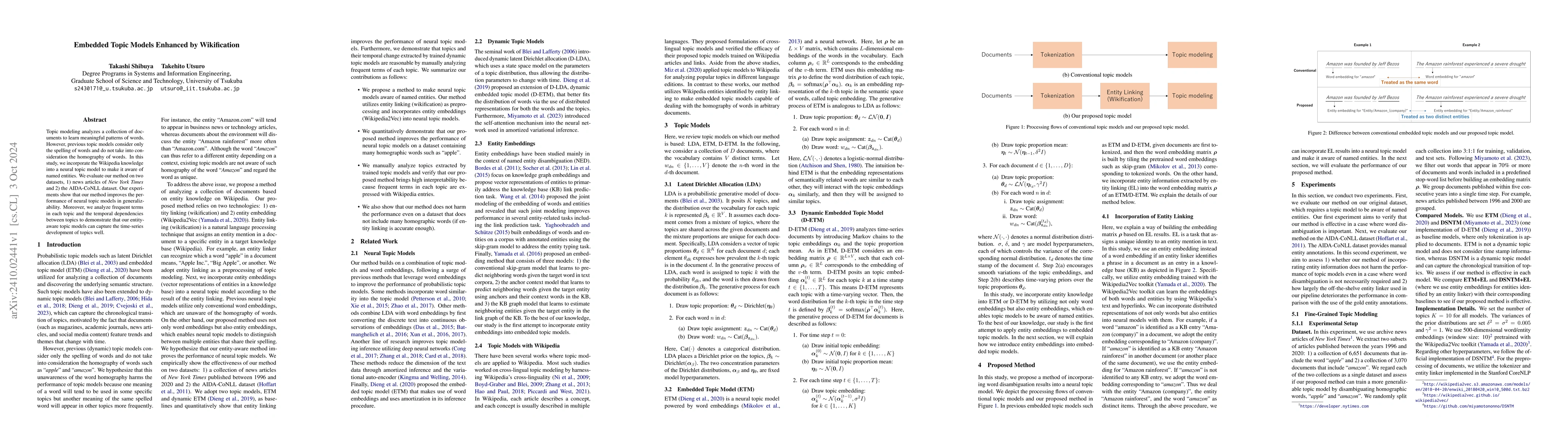 Thumbnail for Embedded Topic Models Enhanced by Wikification