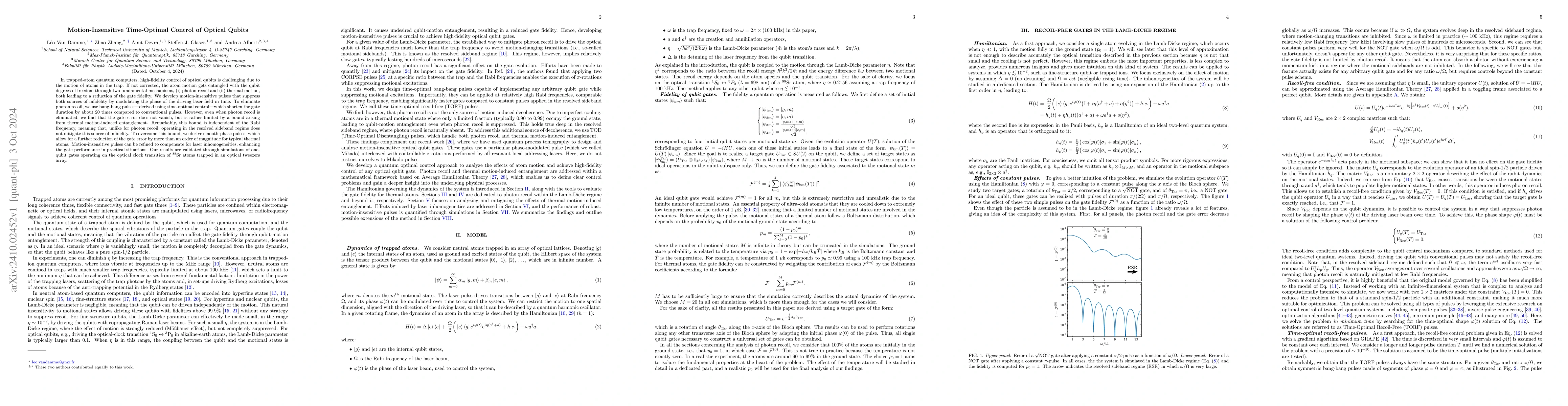 Thumbnail for Motion-Insensitive Time-Optimal Control of Optical Qubits