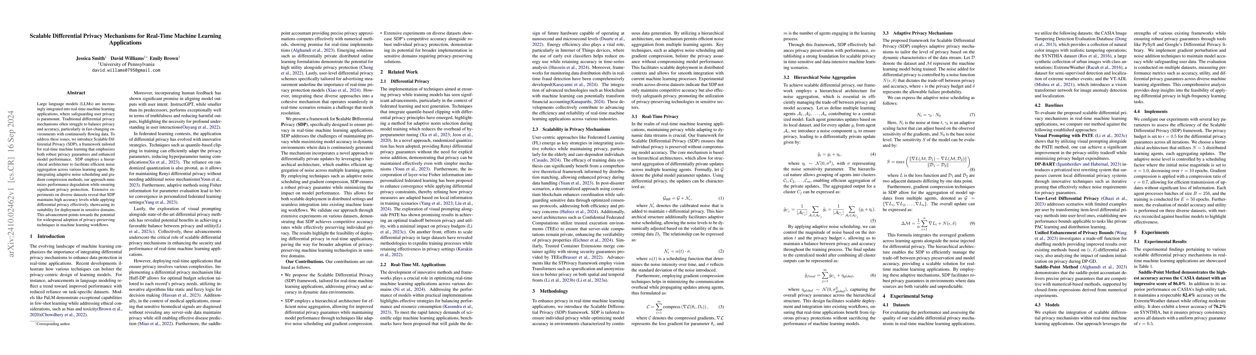 Thumbnail for Scalable Differential Privacy Mechanisms for Real-Time Machine Learning
  Applications