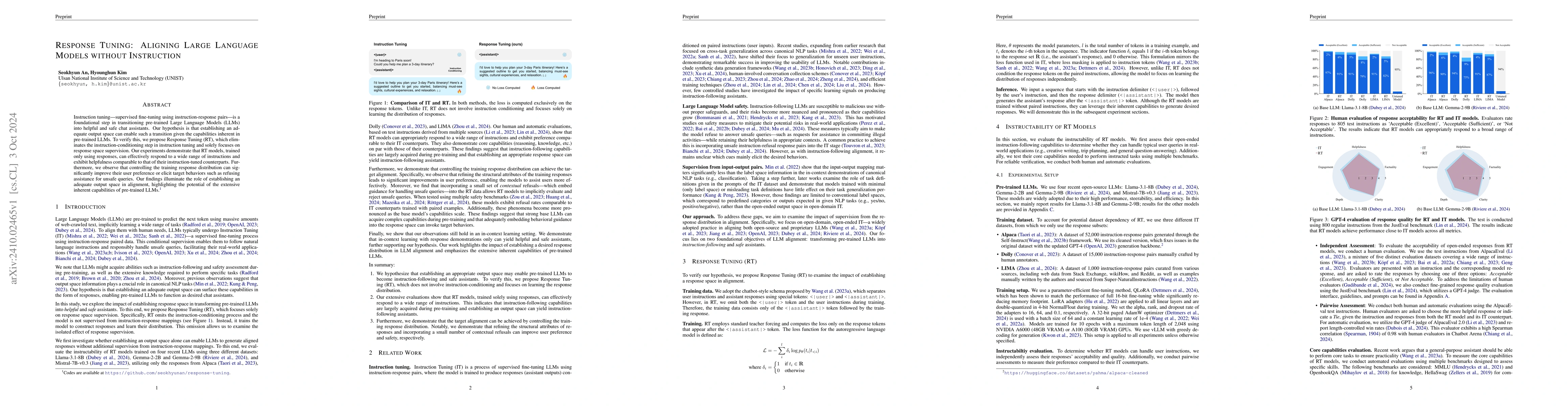 Thumbnail for Response Tuning: Aligning Large Language Models without Instruction