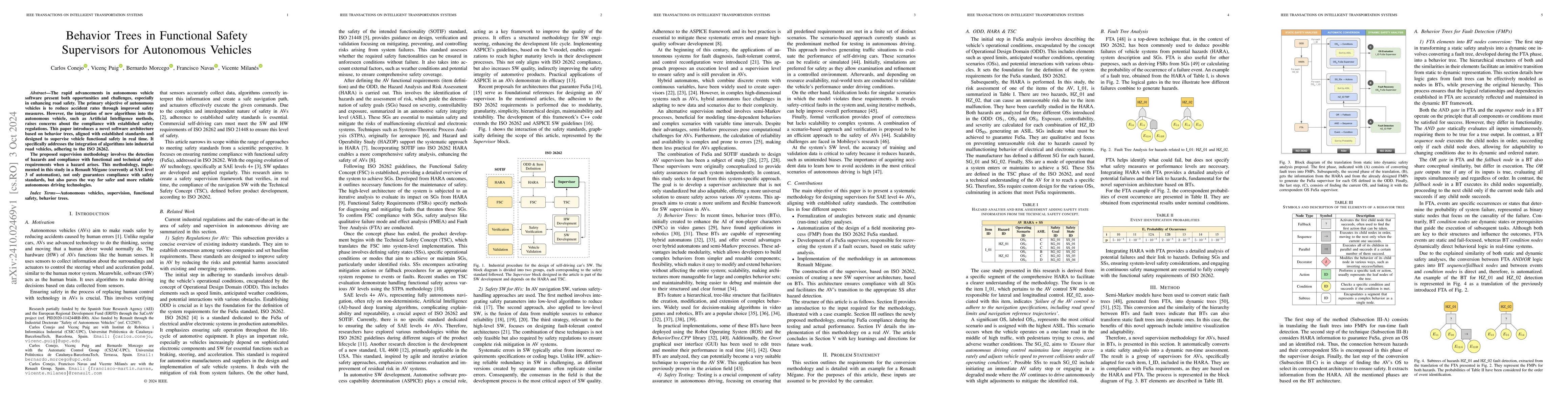 Thumbnail for Behavior Trees in Functional Safety Supervisors for Autonomous Vehicles