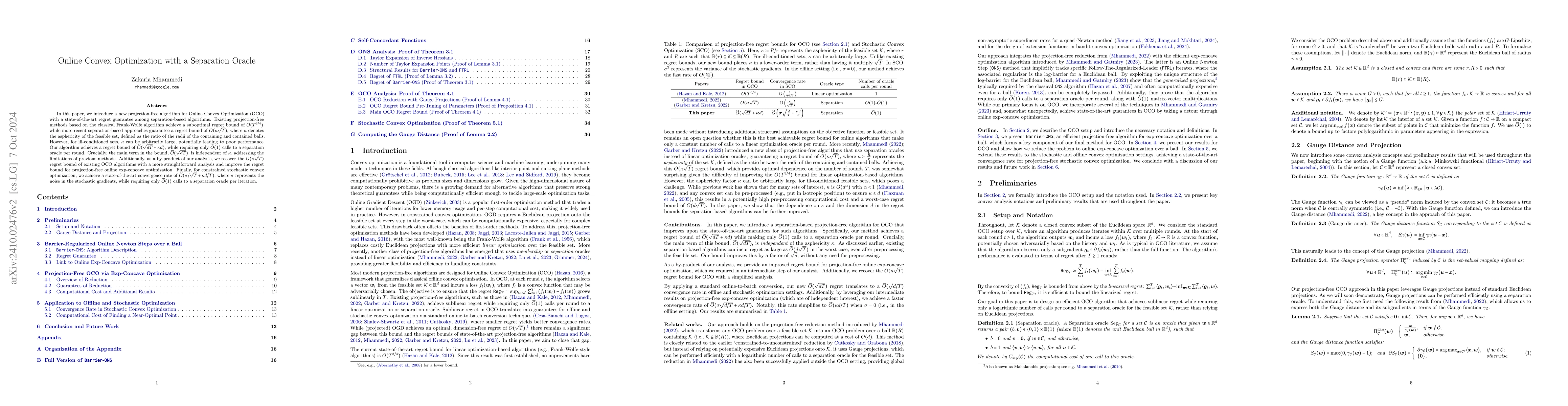 Thumbnail for Online Convex Optimization with a Separation Oracle