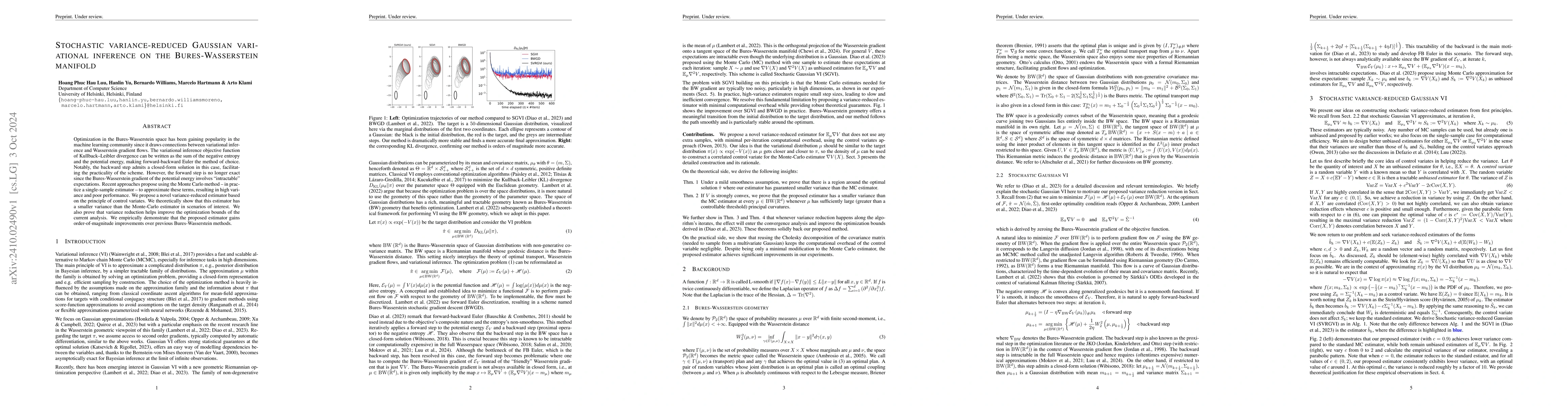 Thumbnail for Stochastic variance-reduced Gaussian variational inference on the
  Bures-Wasserstein manifold