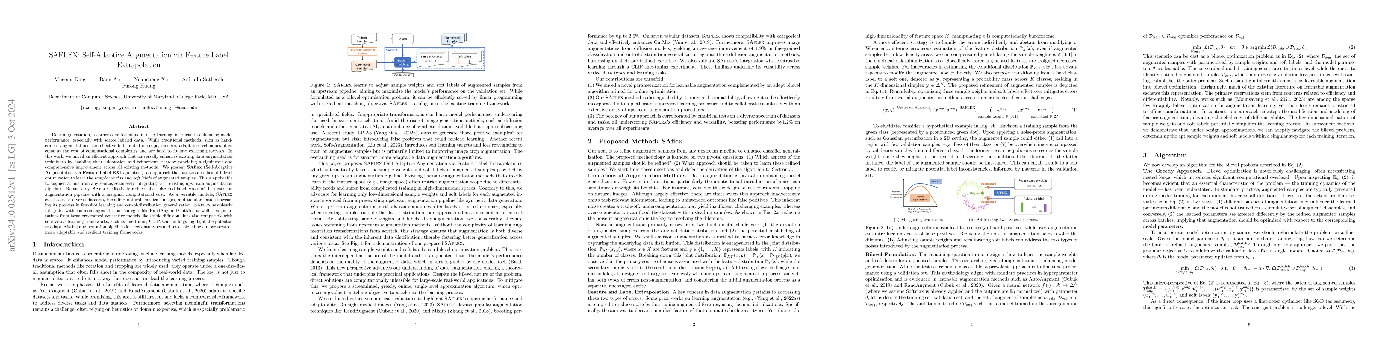 Thumbnail for SAFLEX: Self-Adaptive Augmentation via Feature Label Extrapolation