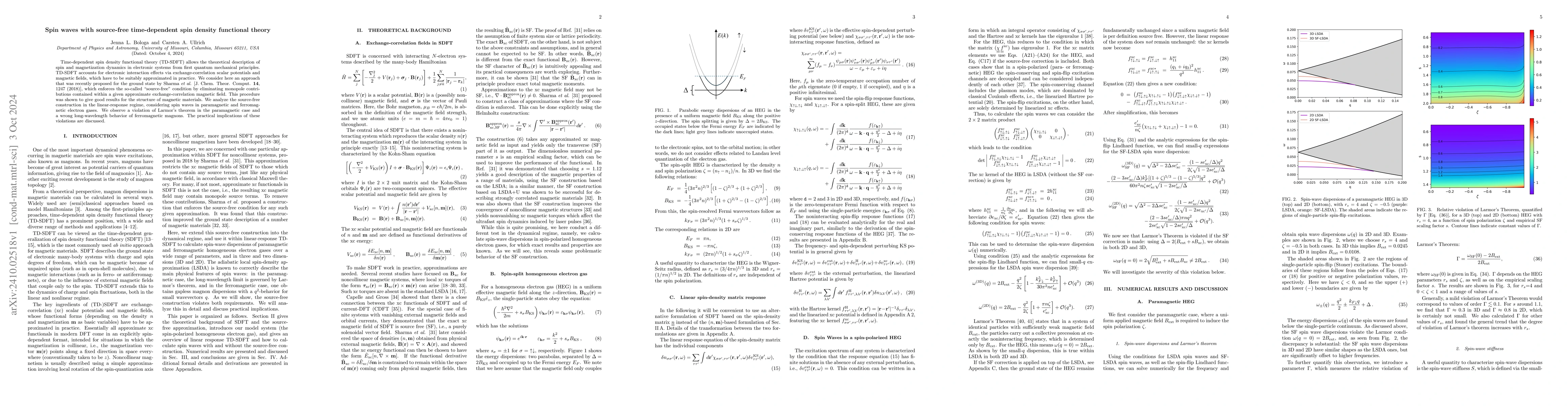 Thumbnail for Spin waves with source-free time-dependent spin density functional
  theory