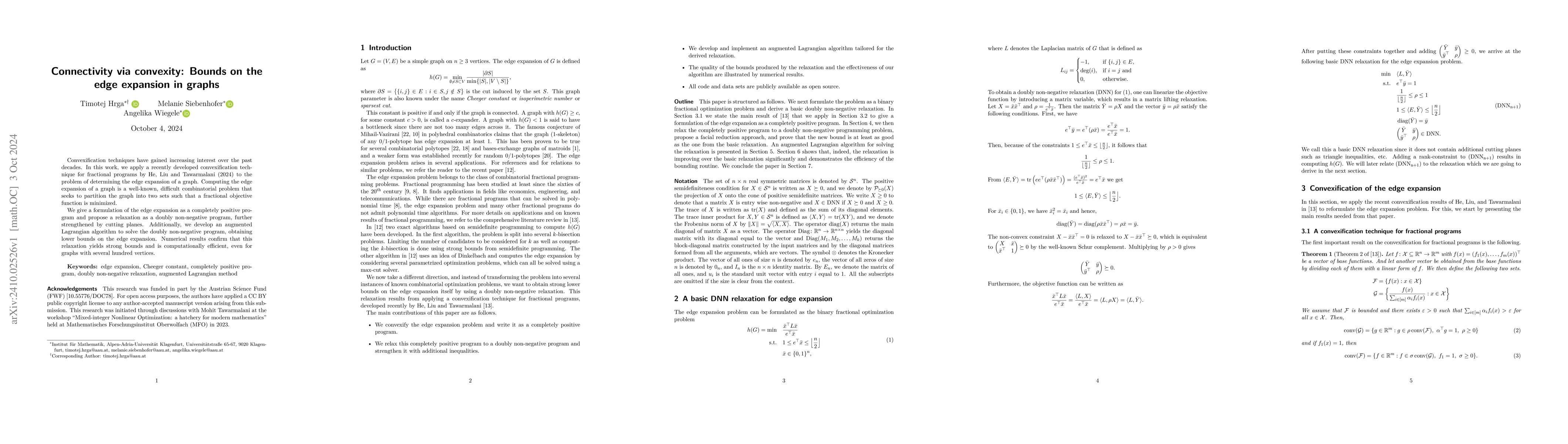 Thumbnail for Connectivity via convexity: Bounds on the edge expansion in graphs
