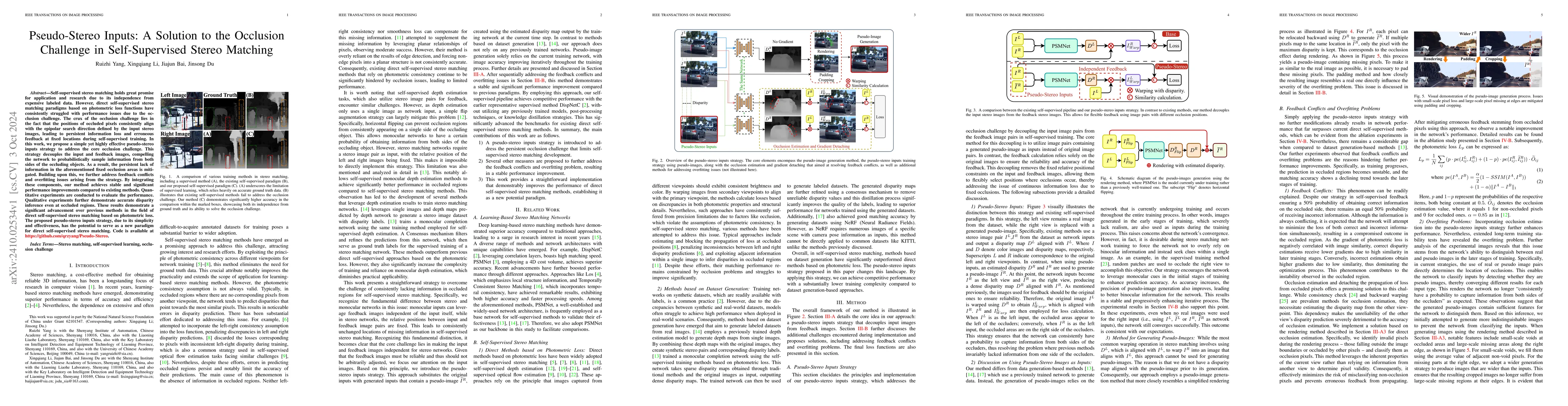 Thumbnail for Pseudo-Stereo Inputs: A Solution to the Occlusion Challenge in
  Self-Supervised Stereo Matching