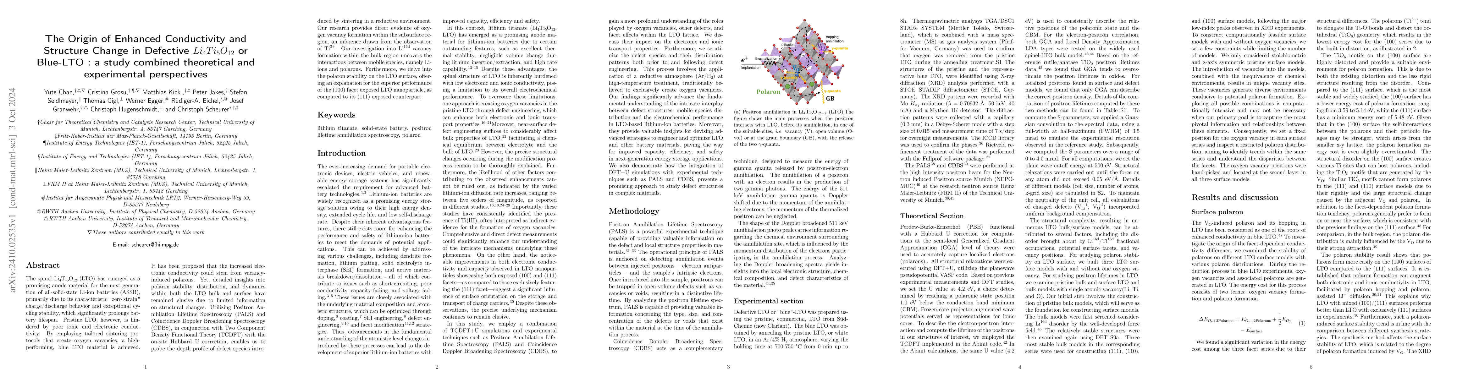 Thumbnail for The Origin of Enhanced Conductivity and Structure Change in Defective
  Li4Ti5O12 or Blue-LTO : a study combined theoretical and experimental
  perspectives